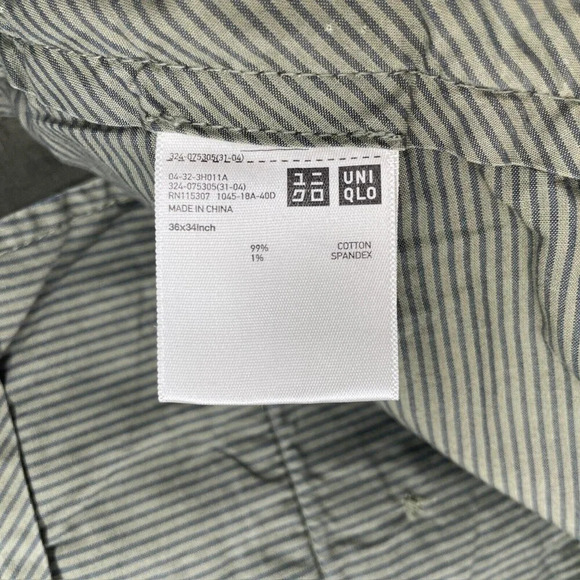 Uniqlo Pants Mens 36x34 Sage Green Slacks Mid Rise Straight Leg Casual Golf - Picture 9 of 10